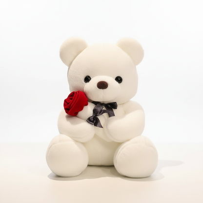 Kawaii Teddy Bear with Roses Plush Toy Soft Bear Stuffed Doll Romantic Gift for Lover Home Decor Valentine's Day Gifts for Girls